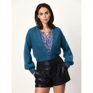 IMMA CROPPED CARDIGAN TEAL
