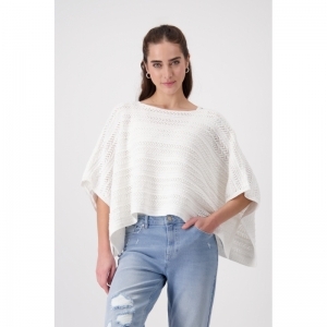 PONCHO WITH SEQUINS Off White