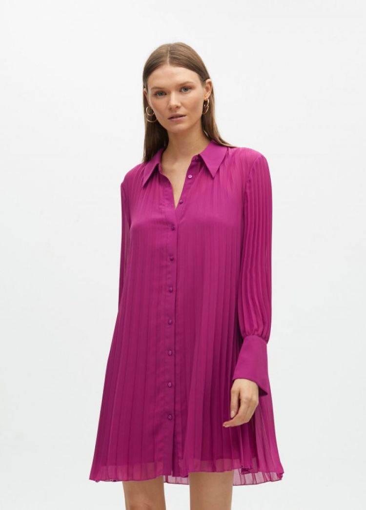 SHORT PLEATED DRESS BOUGAINVILLA
