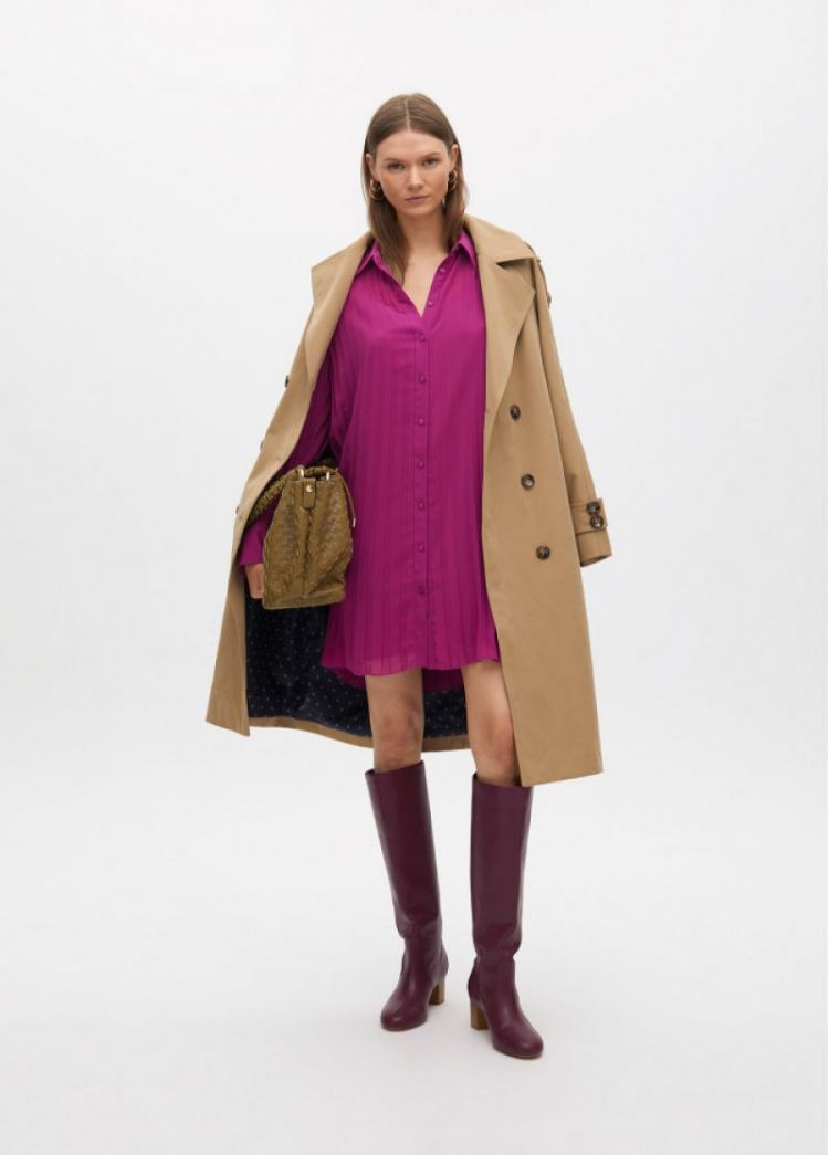 SHORT PLEATED DRESS BOUGAINVILLA