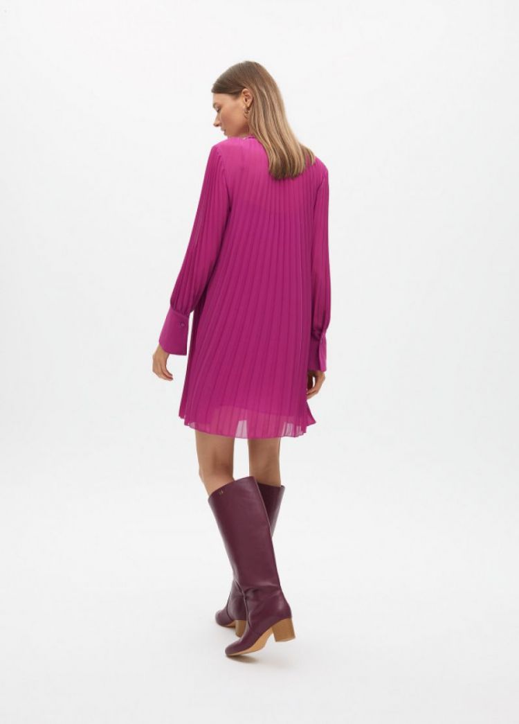 SHORT PLEATED DRESS BOUGAINVILLA