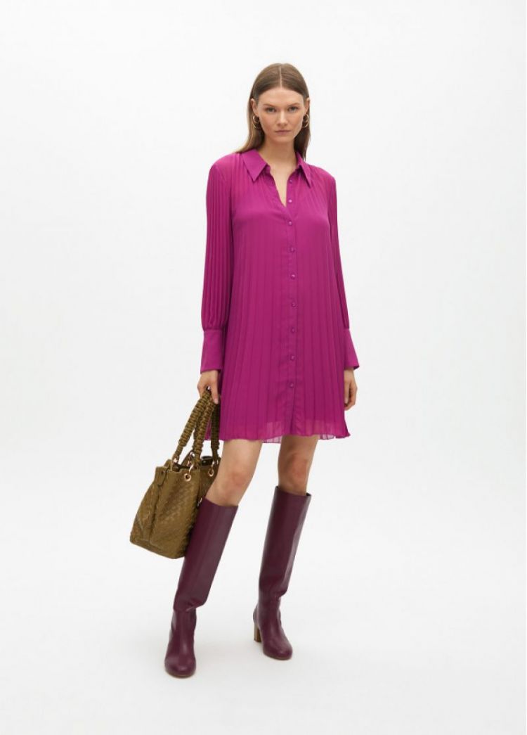 SHORT PLEATED DRESS BOUGAINVILLA