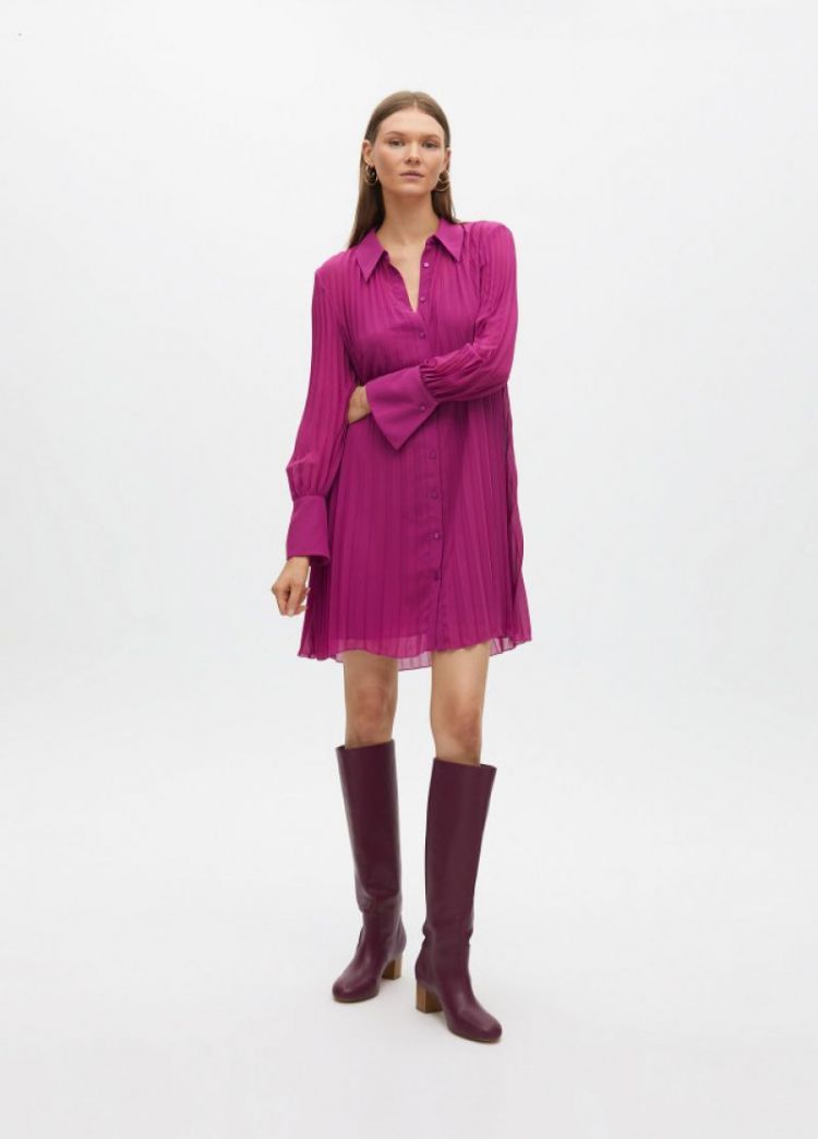 SHORT PLEATED DRESS BOUGAINVILLA