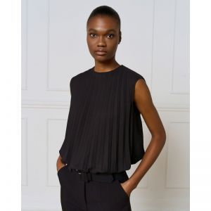 PLEATED CROP TOP BLACK