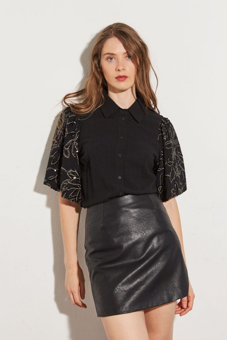 TOP BALLOONSLEEVE BLACK
