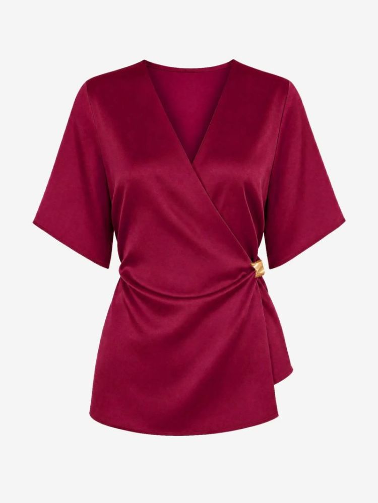 RIBE WRAP TOP GRAPE