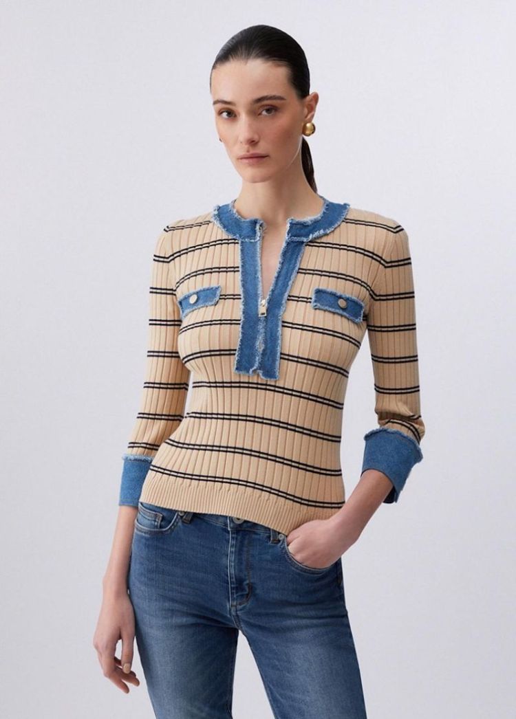 MAGLIA POLO CREAM DENIM
