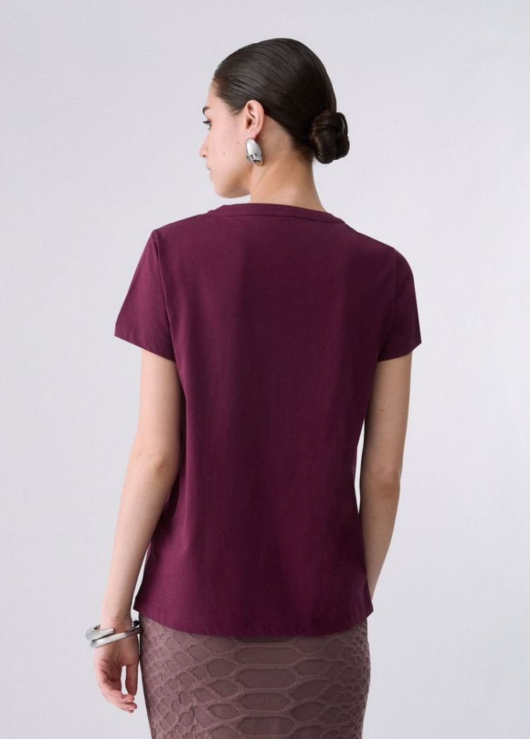T-SHIRT STRASS AUBERGINE