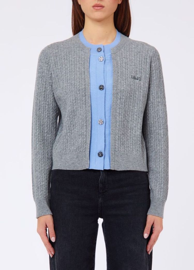 CARDIGAN CORTO JEWELS GREY MED DUSK