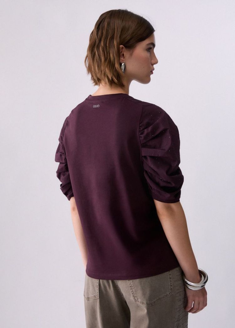 T-SHIRT BIMATERIALE BAD AUGERGINE
