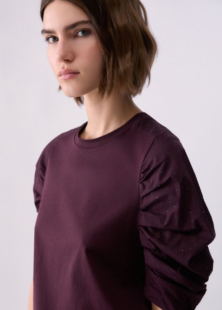T-SHIRT BIMATERIALE BAD AUGERGINE