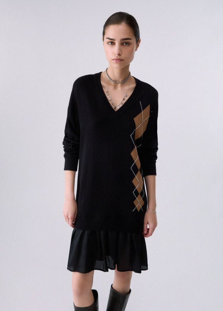 ABITO CORTO MAGLIA BLACK BEIGE