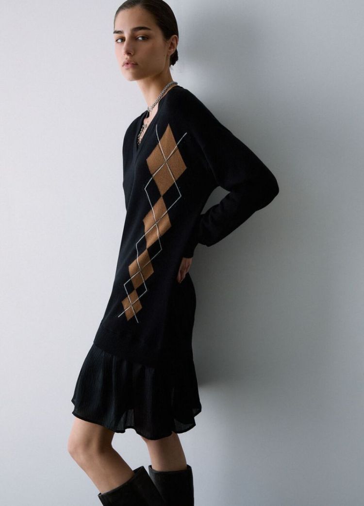 ABITO CORTO MAGLIA BLACK BEIGE
