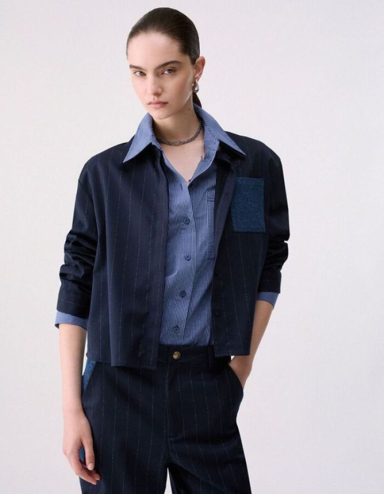 CAMICIA GESSATA CON DENIM BLUE  