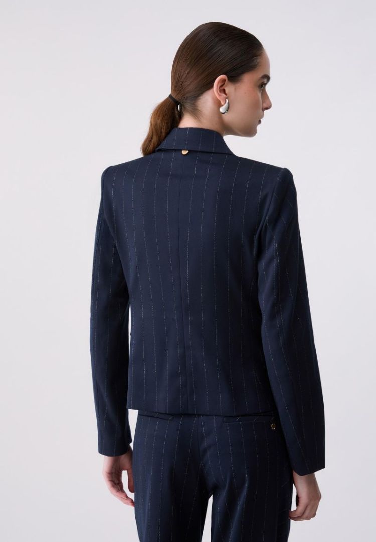 BLAZER DOPPIO PETTO GESSATO BLUE LUREX PIN