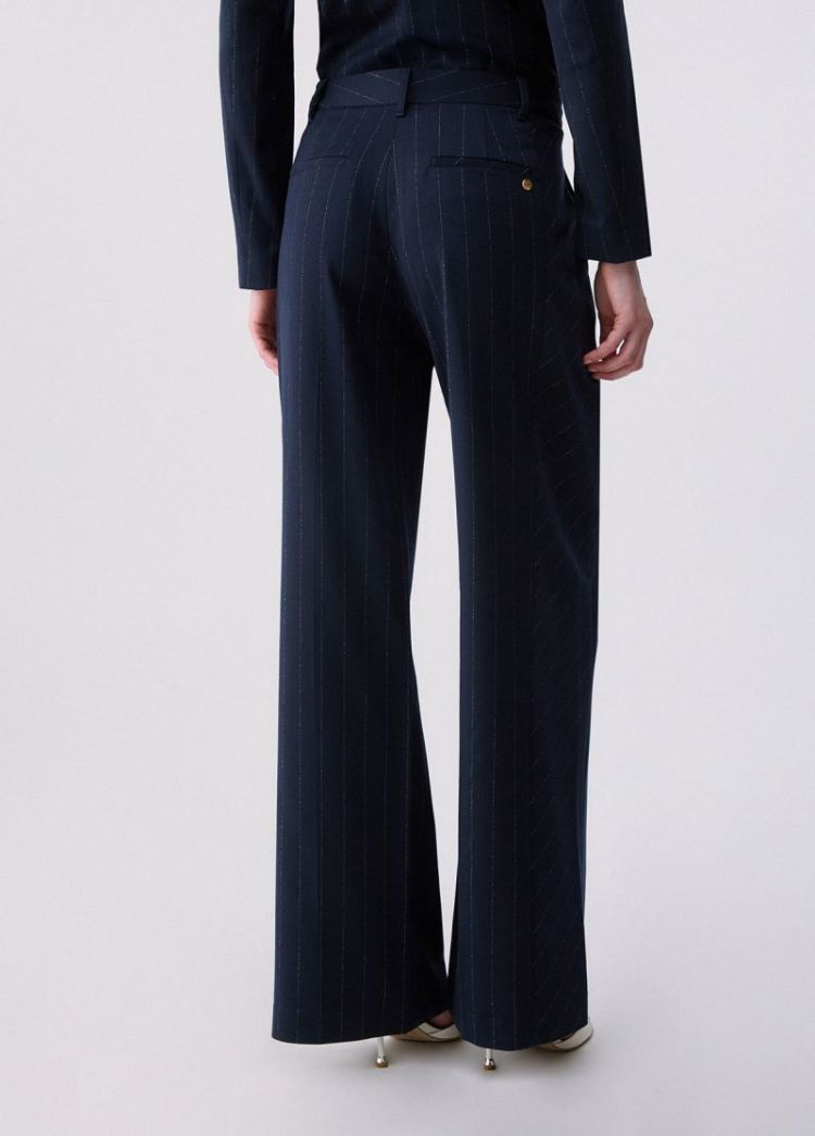PANT STRAIGHT GESSATO BLUE LUREX PIN 