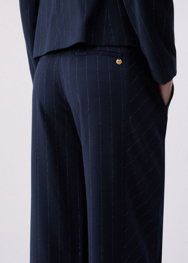 PANT STRAIGHT GESSATO BLUE LUREX PIN 