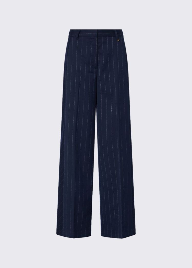 PANT STRAIGHT GESSATO BLUE LUREX PIN 
