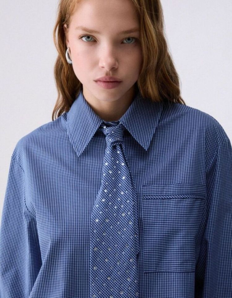 CAMICIA CRAVATTA CON RICAMI NUIT NOIR CHECK
