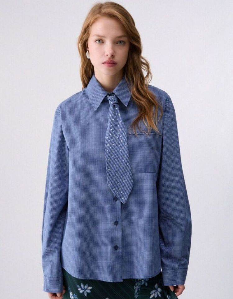 CAMICIA CRAVATTA CON RICAMI NUIT NOIR CHECK