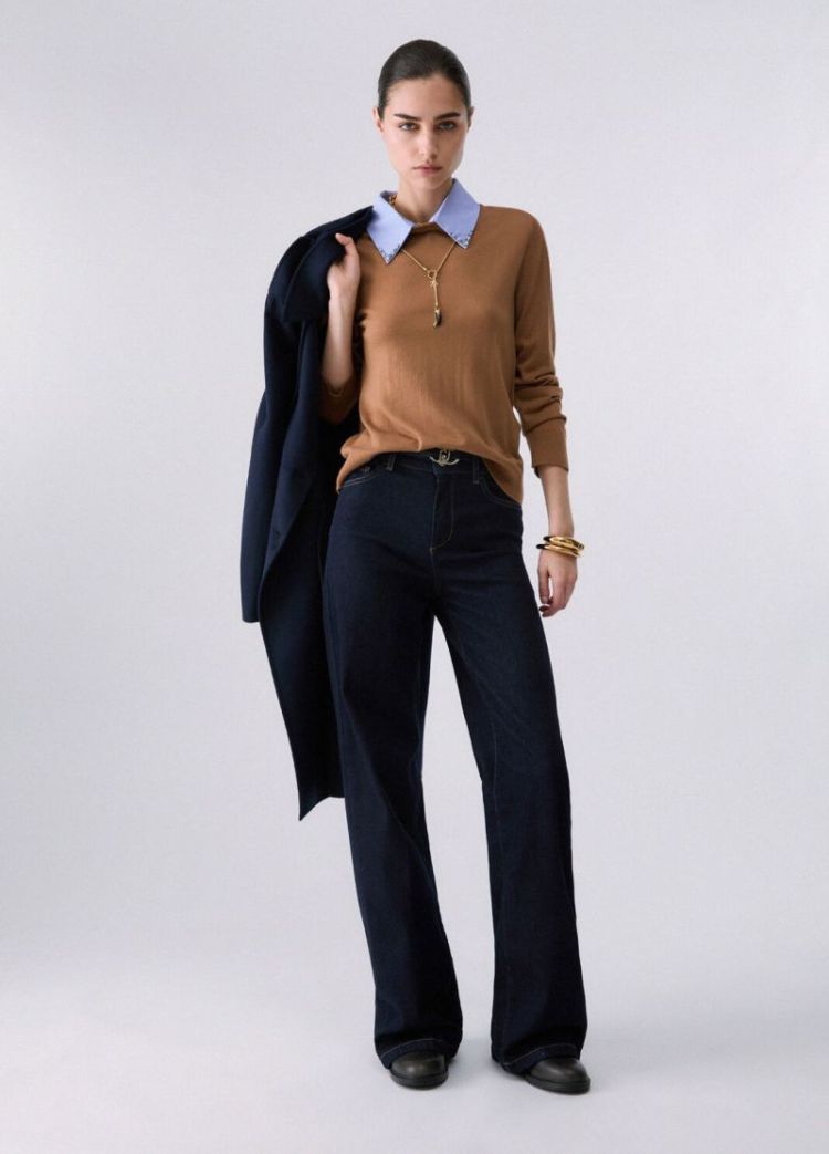 MAGLIA CHIUSA COLLETTO POPELIN COCOA POP DUSK