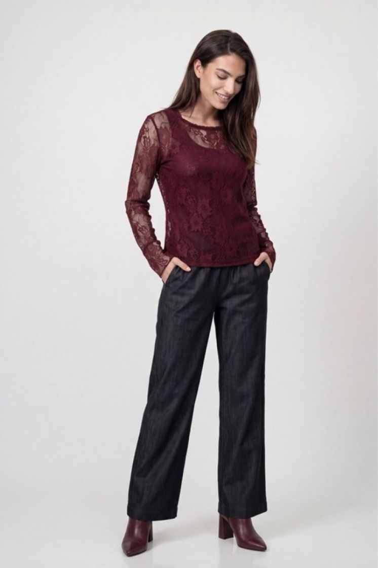 T-SHIRT SPITZE ALLOVER DARK BORDEAUX