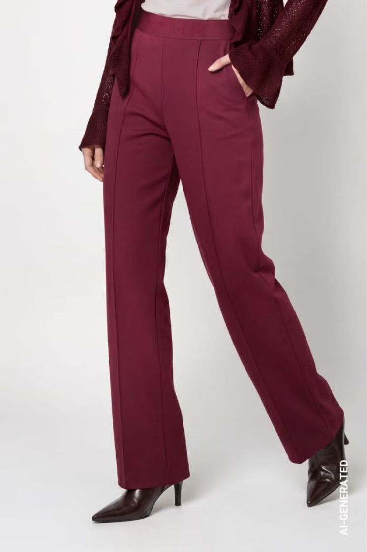 TROUSERS BELLA BASIC REG WIDE  BORDEAUX