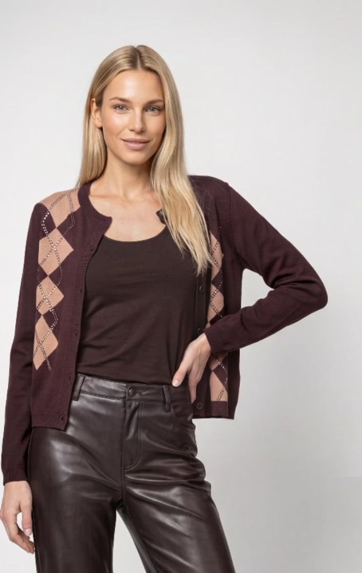 JACKET STRICK PATTERN BLACK COFFEE