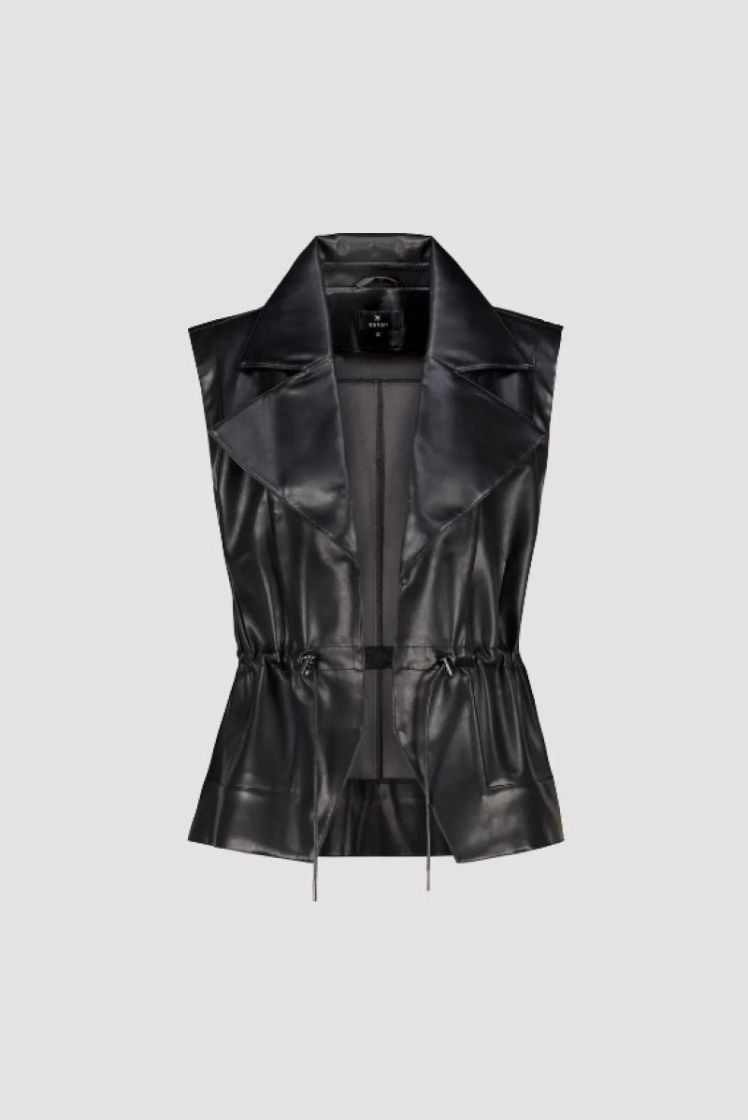 WAISTCOAT FAKE FUR BLACK COFFEE