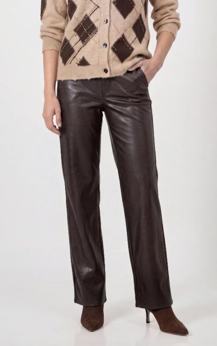 TROUSERS LEDERIMI WIDE LEG BLACK COFFEE
