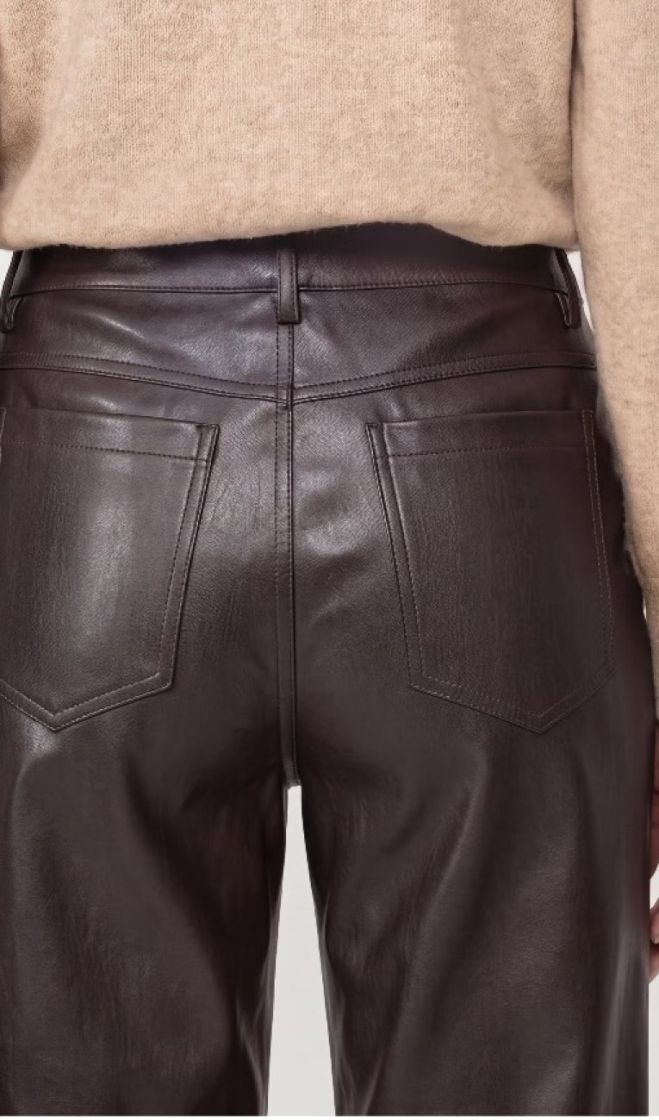 TROUSERS LEDERIMI WIDE LEG BLACK COFFEE