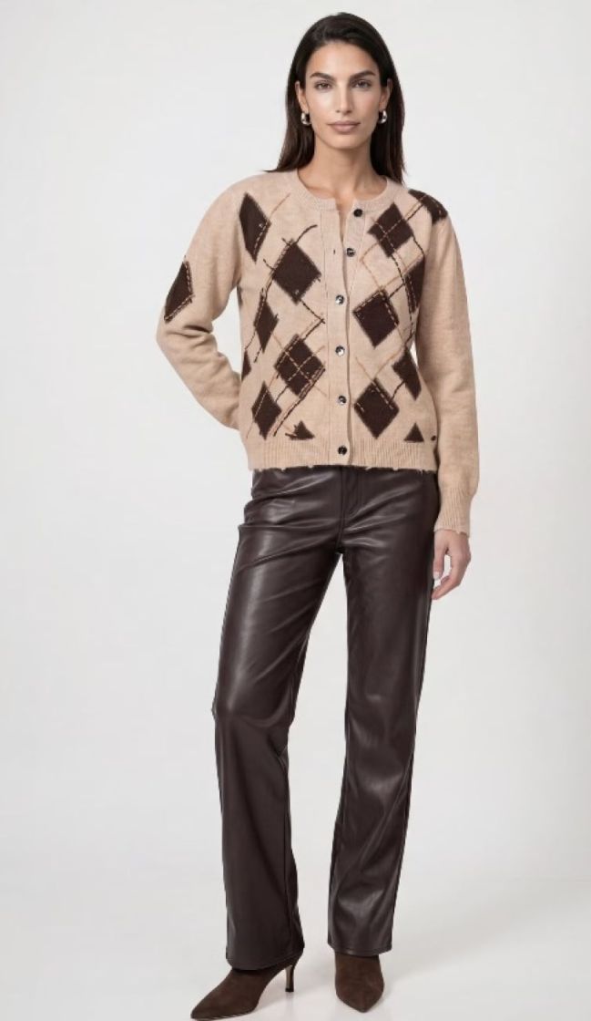 TROUSERS LEDERIMI WIDE LEG BLACK COFFEE