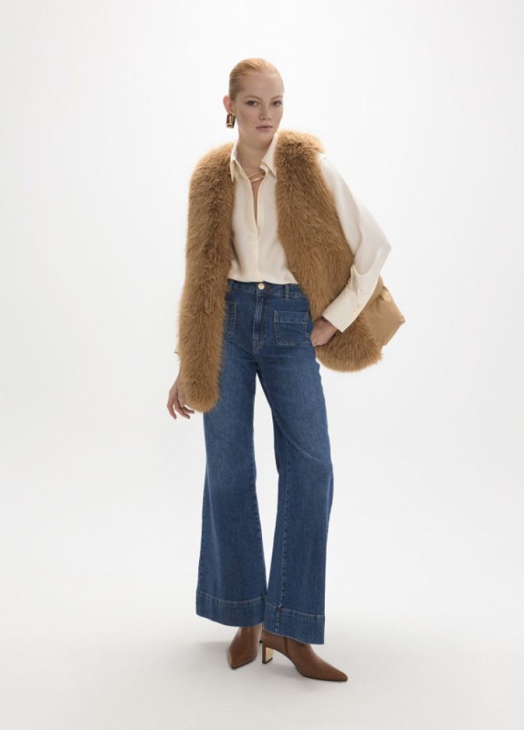 JEANS FIT RECTO LARGO AZUL DENIM