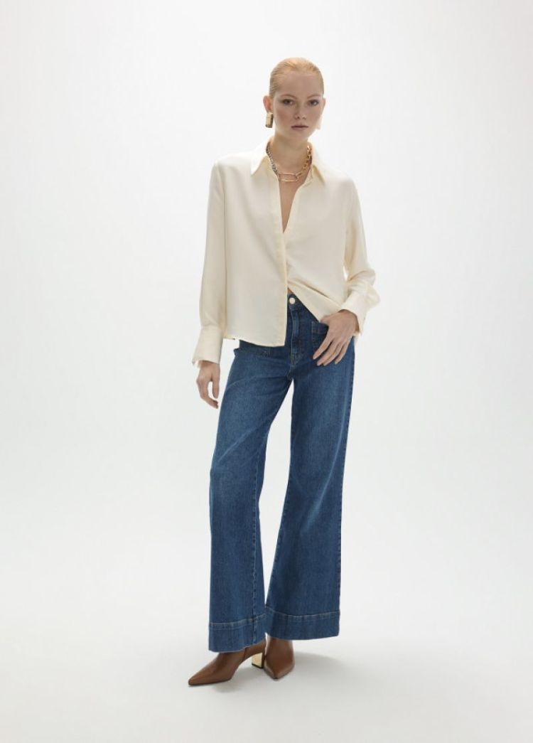 CAMISA REGULAR CUELLO PLISADA CRUDO