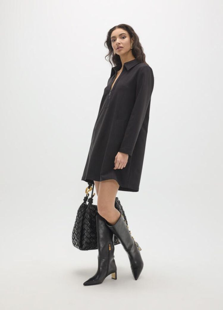 VESTIDO RAYA DIPLO GRIS OSCURO