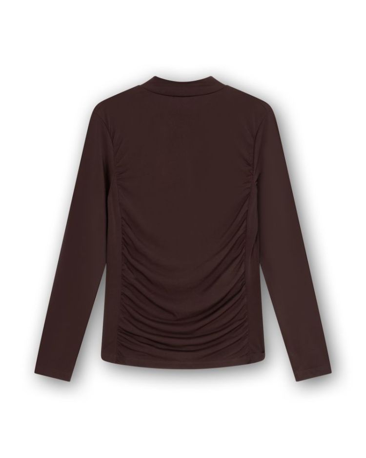 HIGH NECK TOP GATHERING BROWN