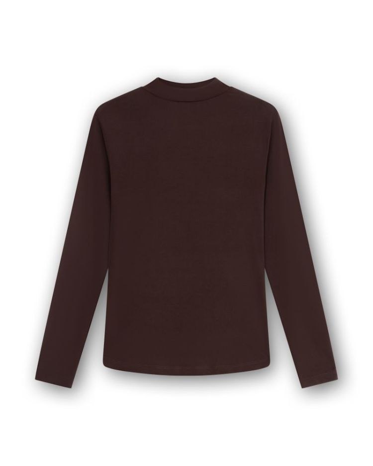 HIGH NECK TOP GATHERING BROWN
