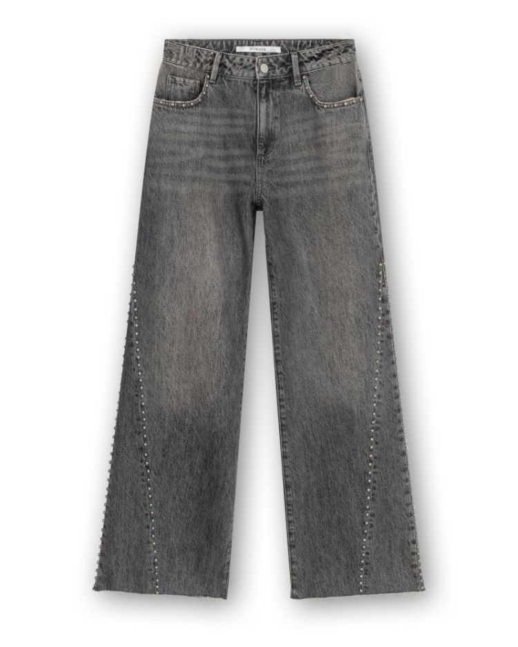 MID WAIST STRAIGHT LEG STUDS VINTAGE GREY