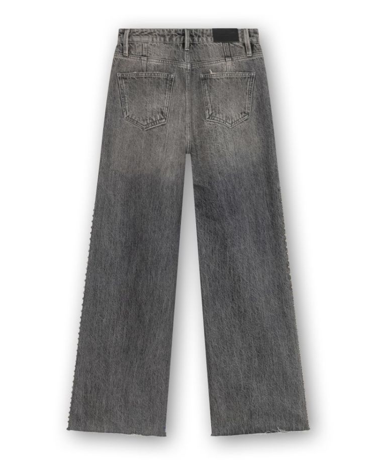 MID WAIST STRAIGHT LEG STUDS VINTAGE GREY