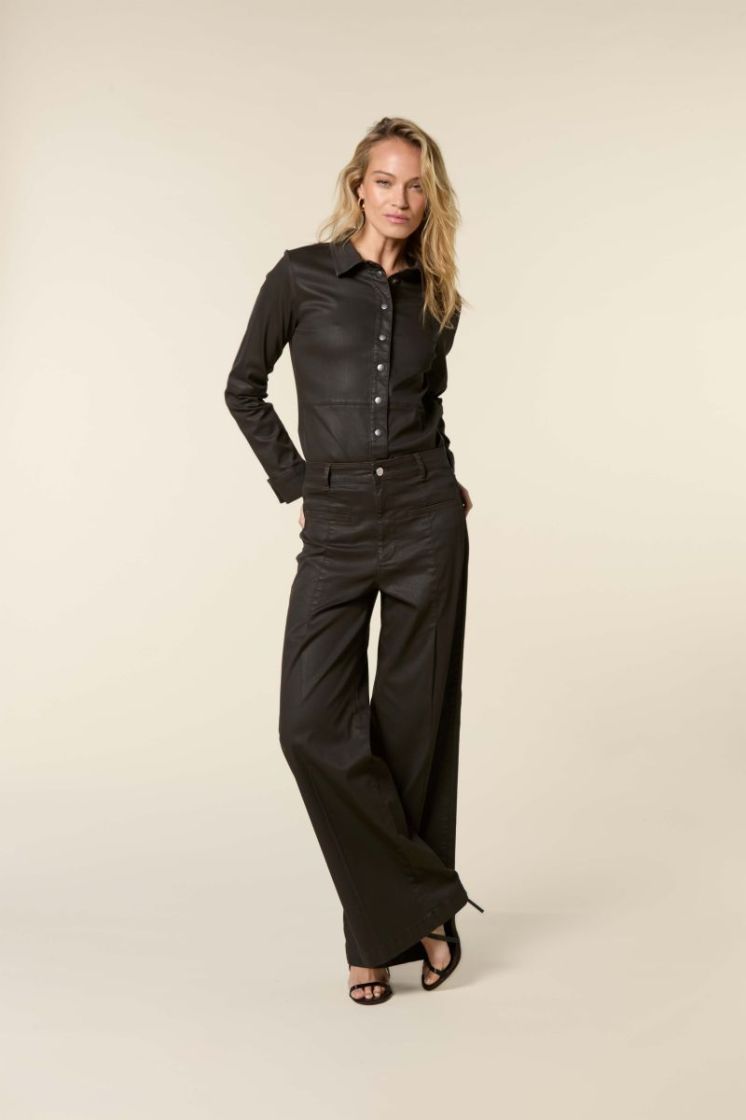TAILORED JEANS LEATHER COATING BROWN COATED