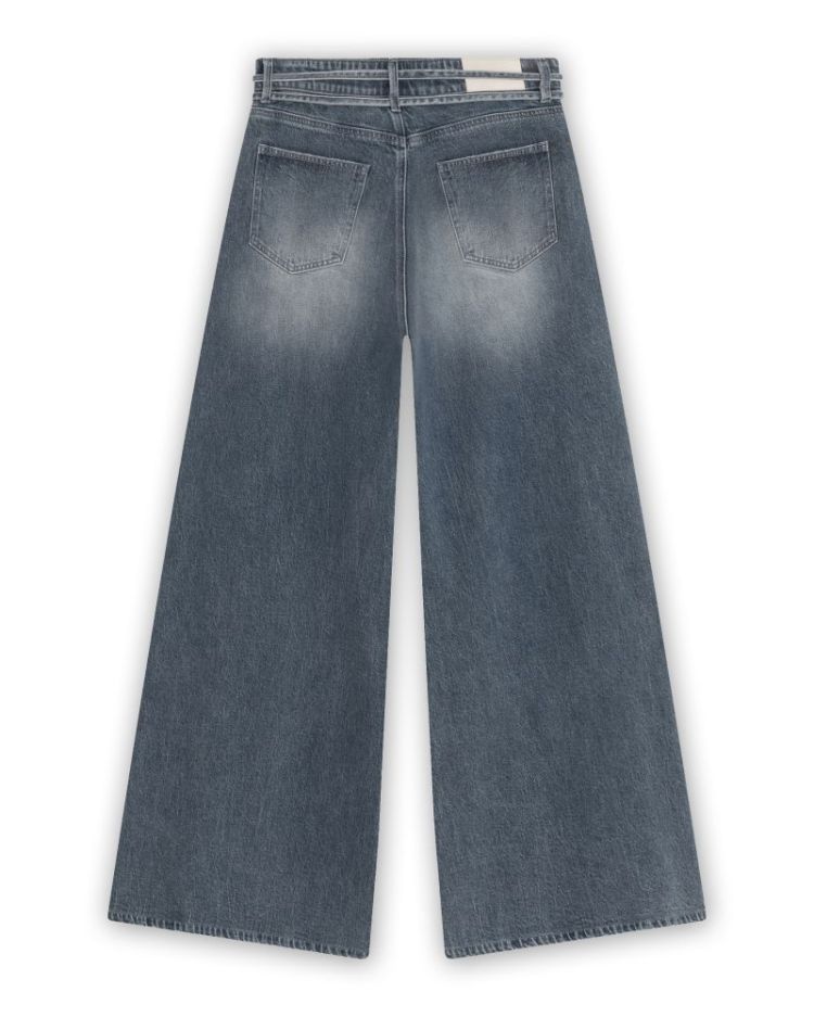 EXTRA WIDE LEG DOUBLE CORDS GREYISH BLUE