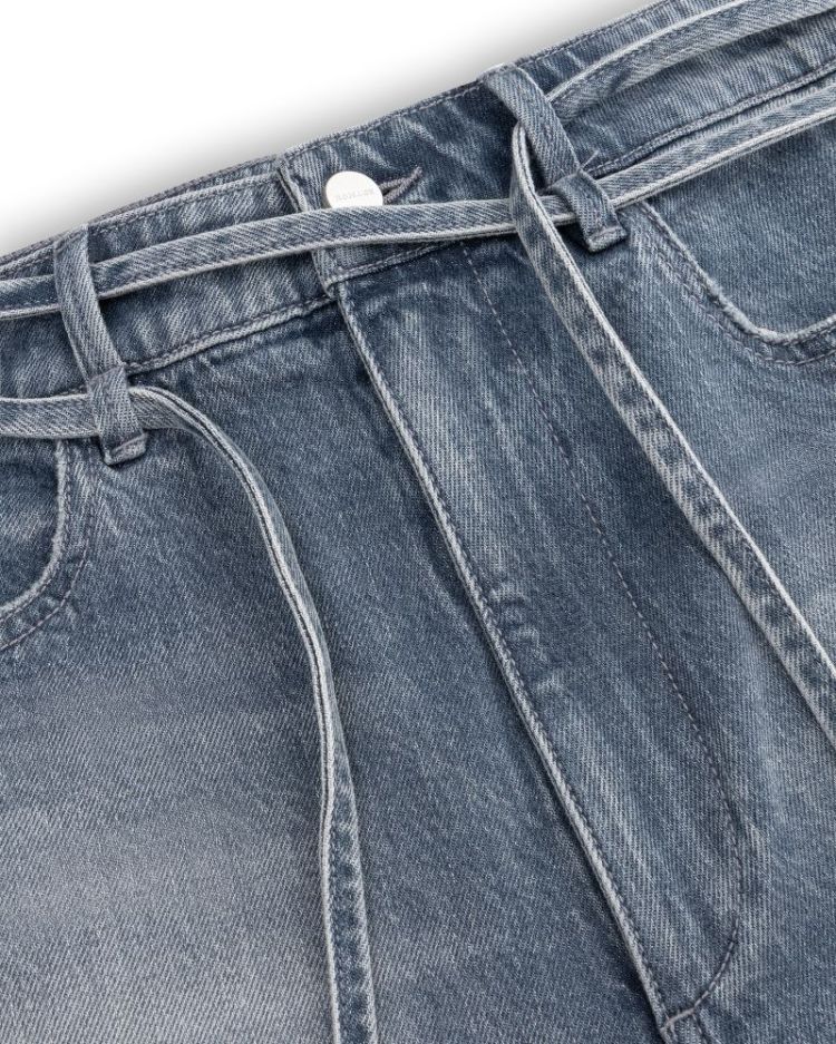 EXTRA WIDE LEG DOUBLE CORDS GREYISH BLUE
