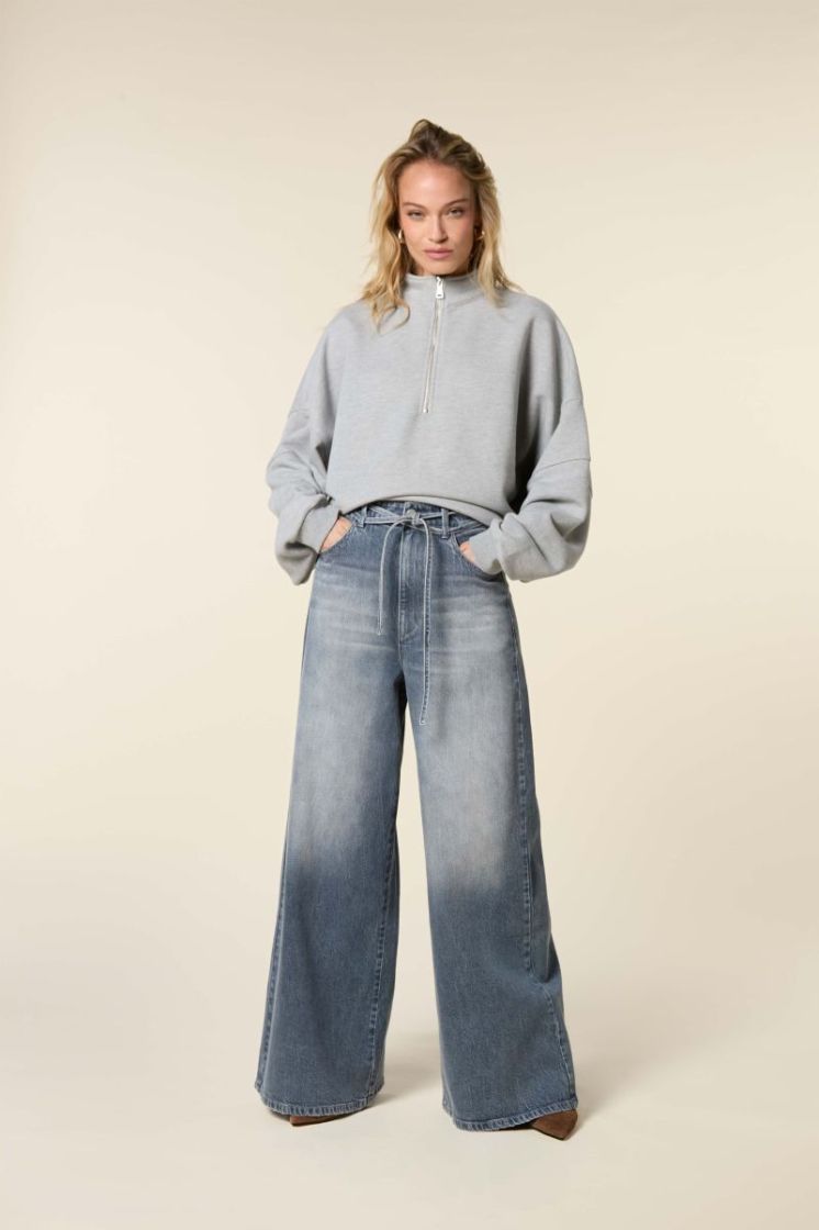 EXTRA WIDE LEG DOUBLE CORDS GREYISH BLUE