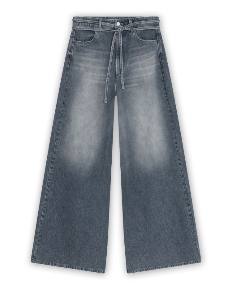 EXTRA WIDE LEG DOUBLE CORDS GREYISH BLUE