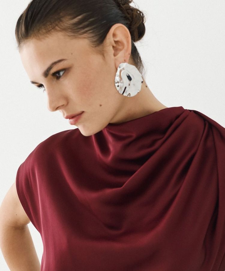 TOP DRAPED NECKLINE BORDEAUX