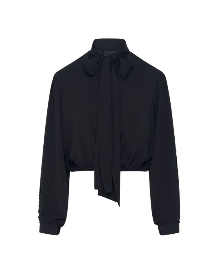 BLOUSE BLACK BOW BLACK