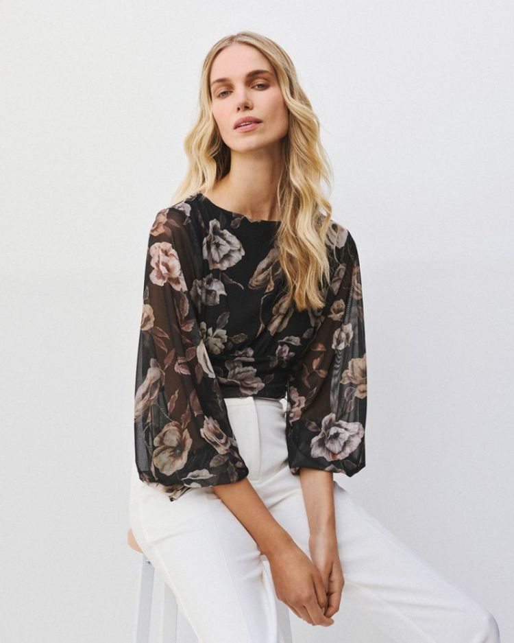 WOMEN BODY ROSE FLOWERS BLACK