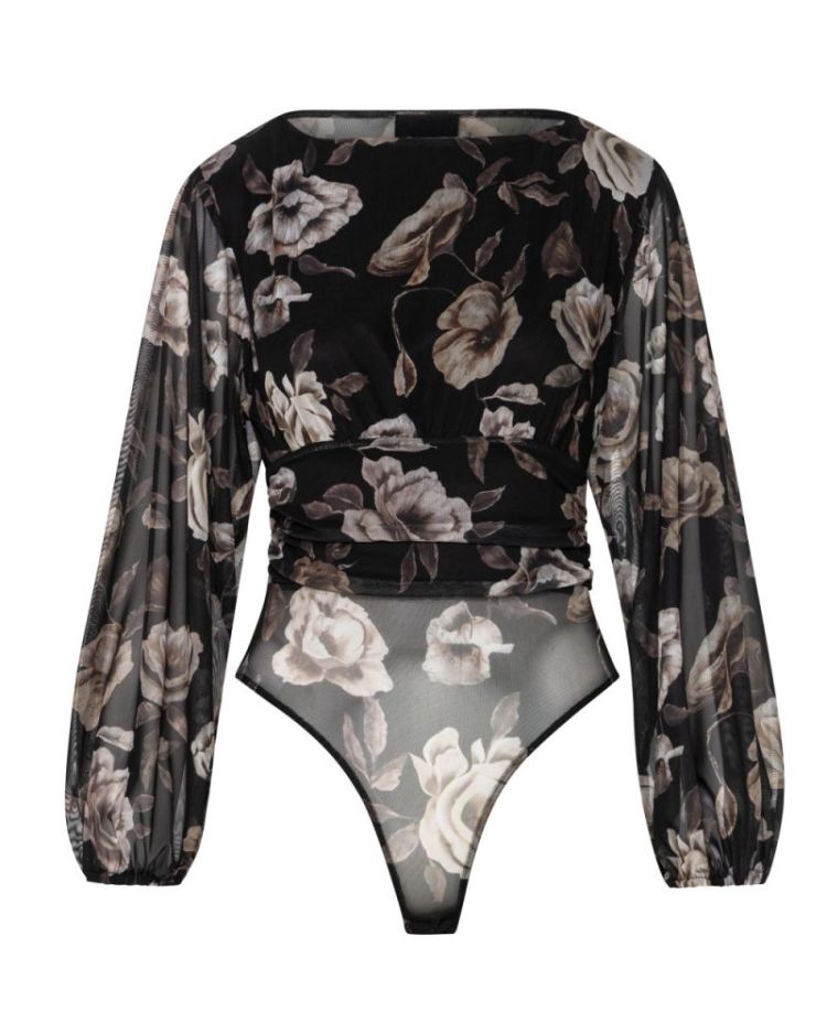 WOMEN BODY ROSE FLOWERS BLACK