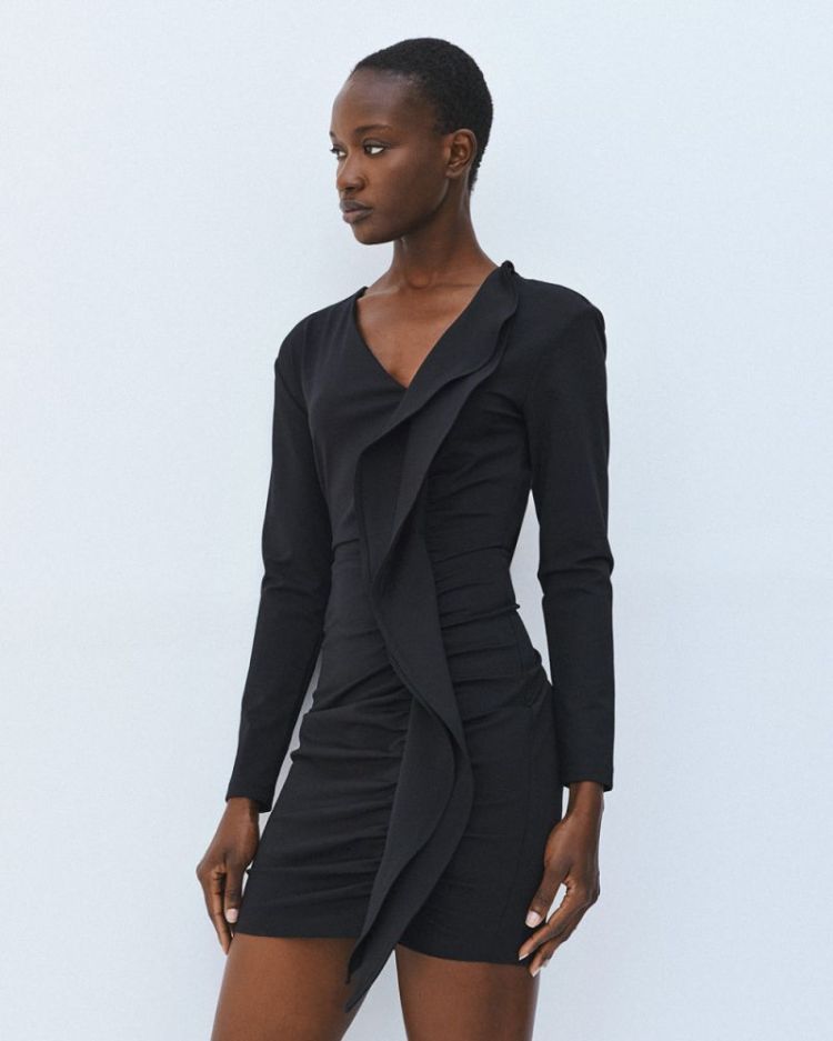 V NECK DRESS BLACK