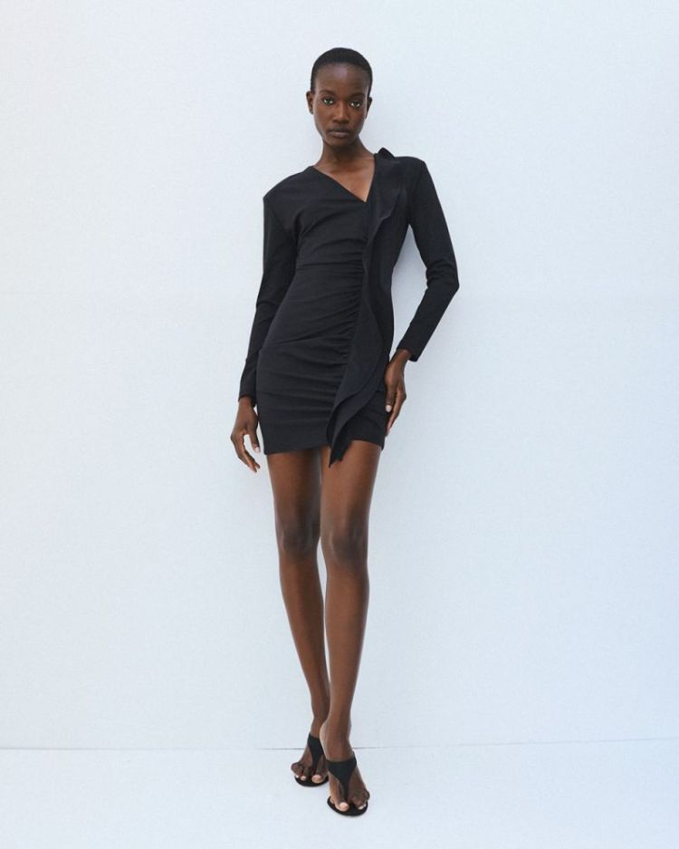 V NECK DRESS BLACK